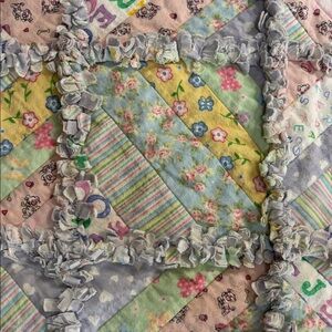 Colorful Patchwork Quilt Homemade Baby Blanket 45x32 so so soft!